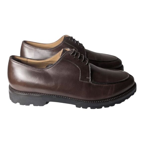 LENDVAY & SCHWARCZ Brown Leather Plain Toe Oxford Size 10 - Picture 2 of 9